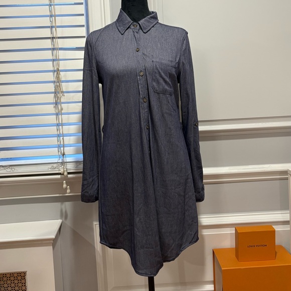 Passport Button-Up Denim Dress Top - Picture 2 of 8